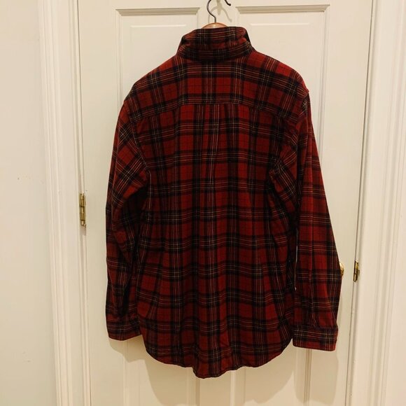 Vintage LL BEAN Flannel Heavy Work Shirt Size Large Heavy Chamois Work Overcoat - Picture 2 of 5